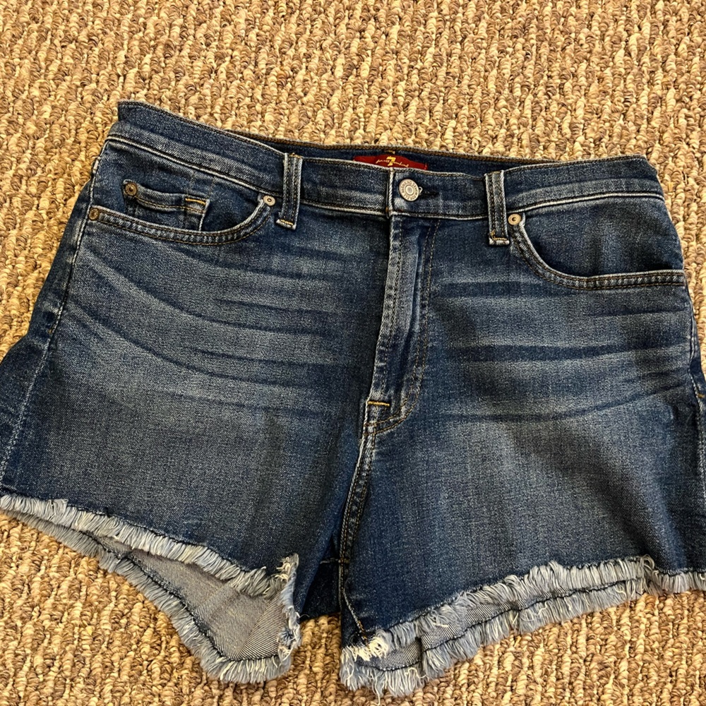 7 For All Mankind Frayed Hem Denim Shorts NWOT